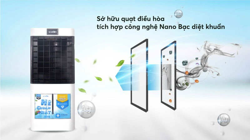 Quạt điều hòa không khí Karofi KAC-E41 với màng lọc Nano Bạc diệt khuẩn