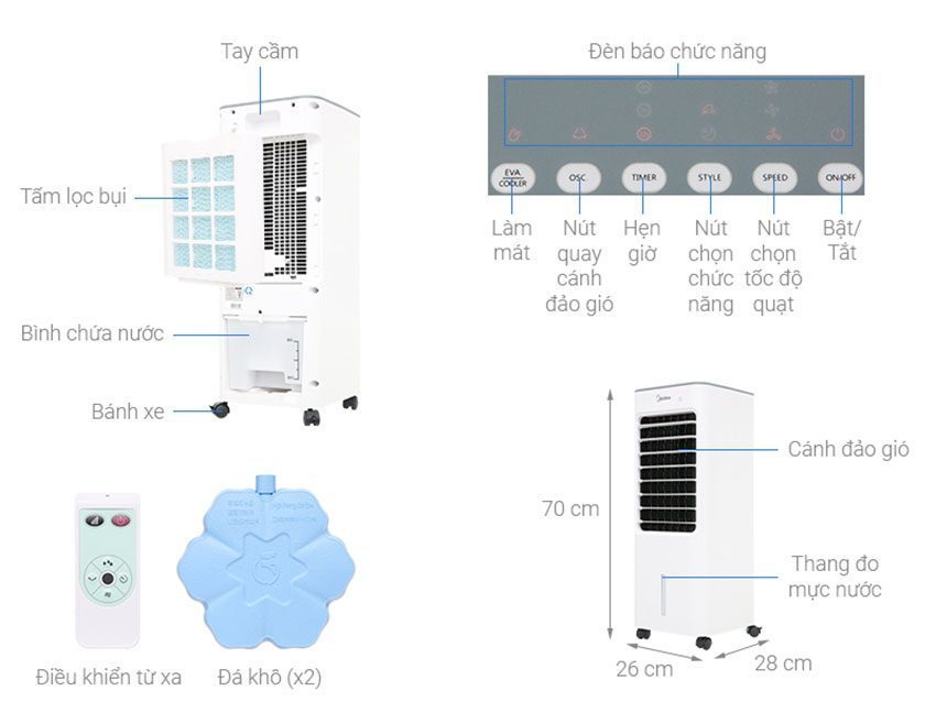 Quạt điều hòa không khí Midea AC100-18BR - Hàng chính hãng