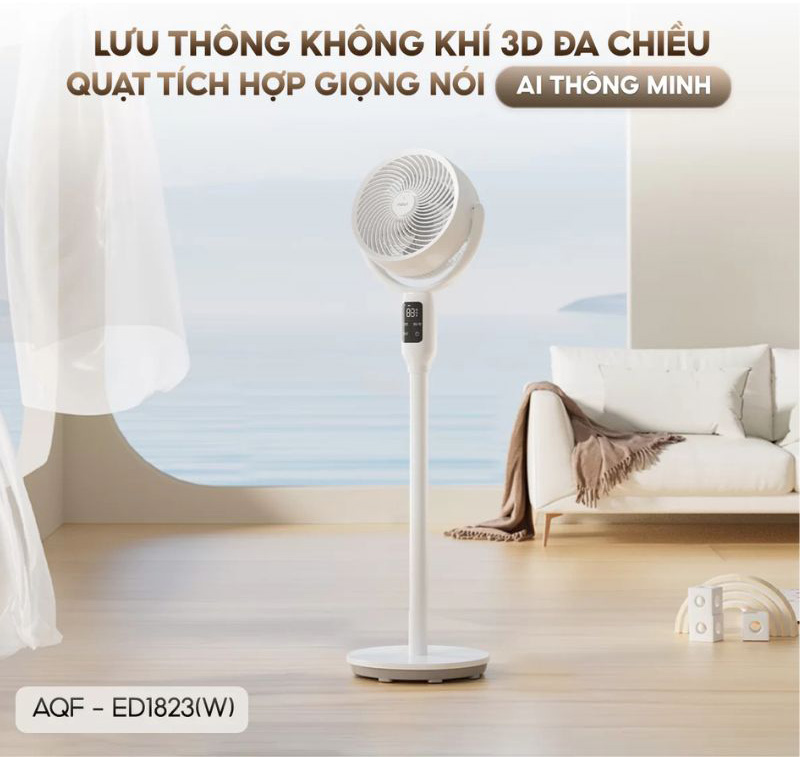 Quạt điện đứng điều khiển giọng nói Aqua AQF-ED1823T(W) - Hàng chính hãng