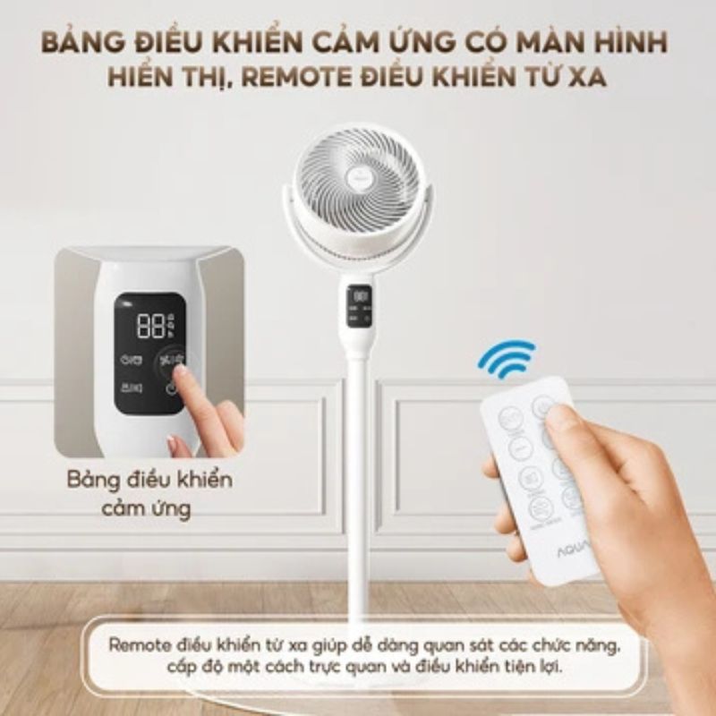 Quạt điện đứng điều khiển giọng nói Aqua AQF-ED1823T(W) - Hàng chính hãng