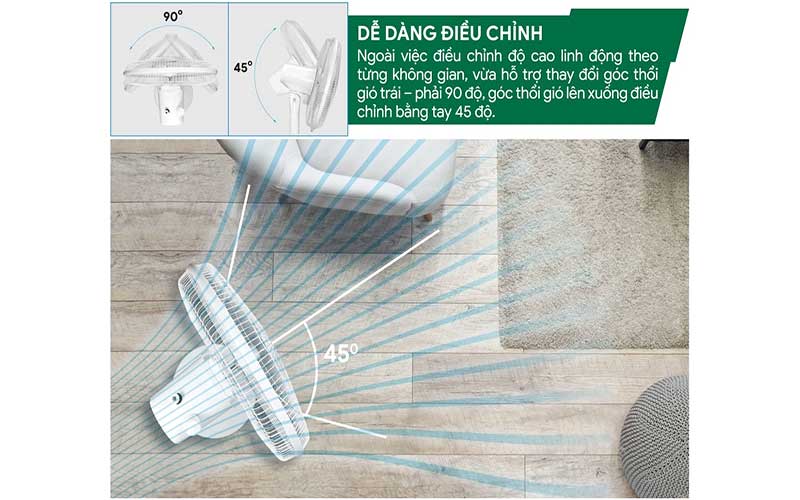 Điều chỉnh hướng xoay của Quạt đứng Asanzo AM520