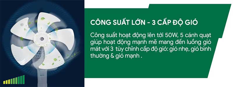 Công suất của Quạt đứng Asanzo AM520