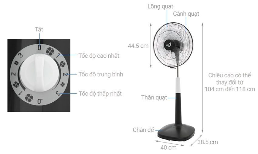 Quạt đứng Asia D16022 - Hàng chính hãng