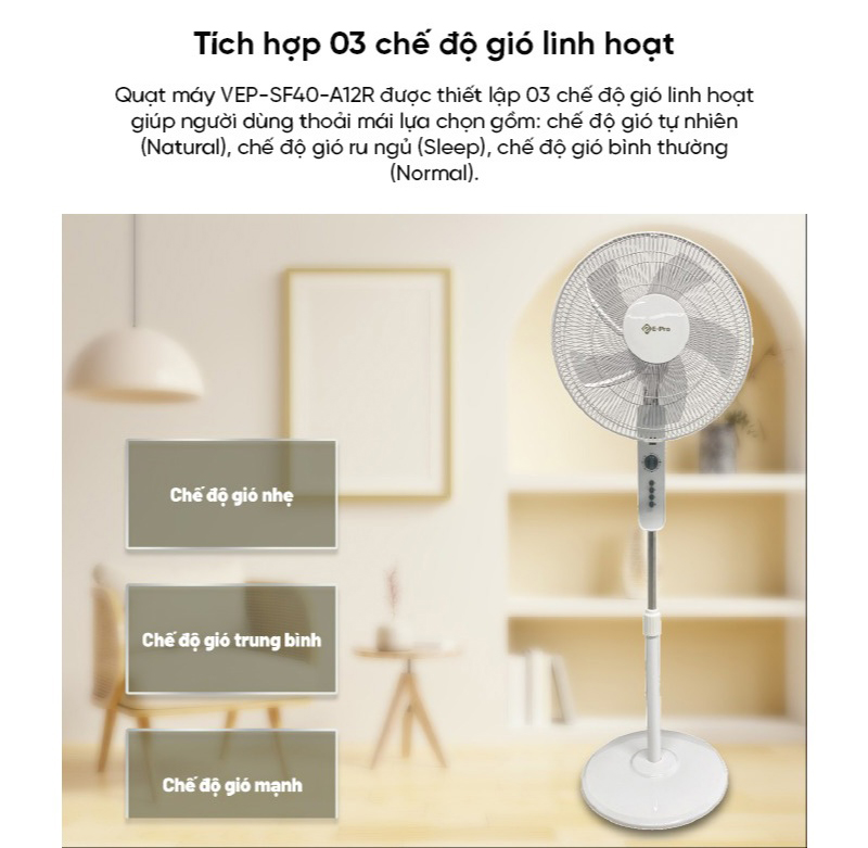 Quạt đứng E-Pro VEP-SF40-A12T - Hàng chính hãng