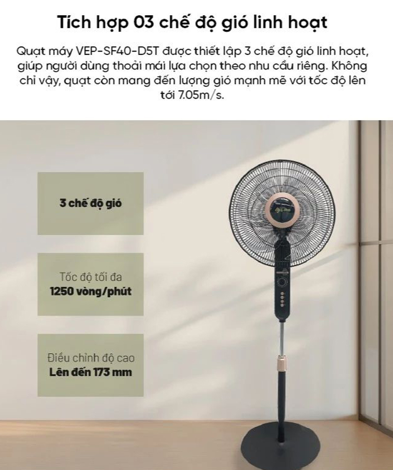 Quạt đứng E-Pro VEP-SF40-D5T - Hàng chính hãng