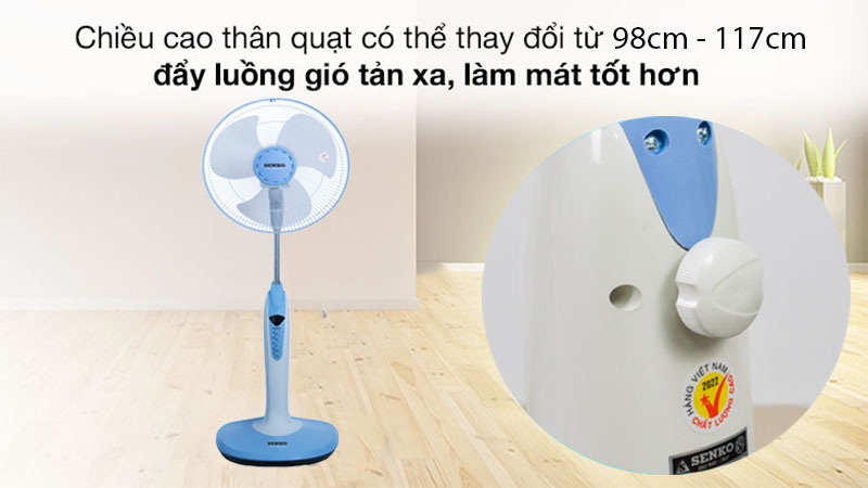 Chiều cao thay đổi linh hoạt của Quạt đứng Senko DD1602