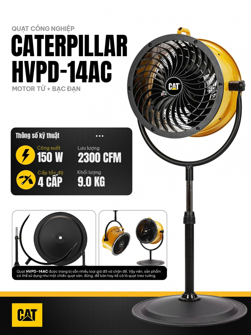 Quạt đứng công nghiệp Caterpillar HVPD-14AC - Hàng chính hãng