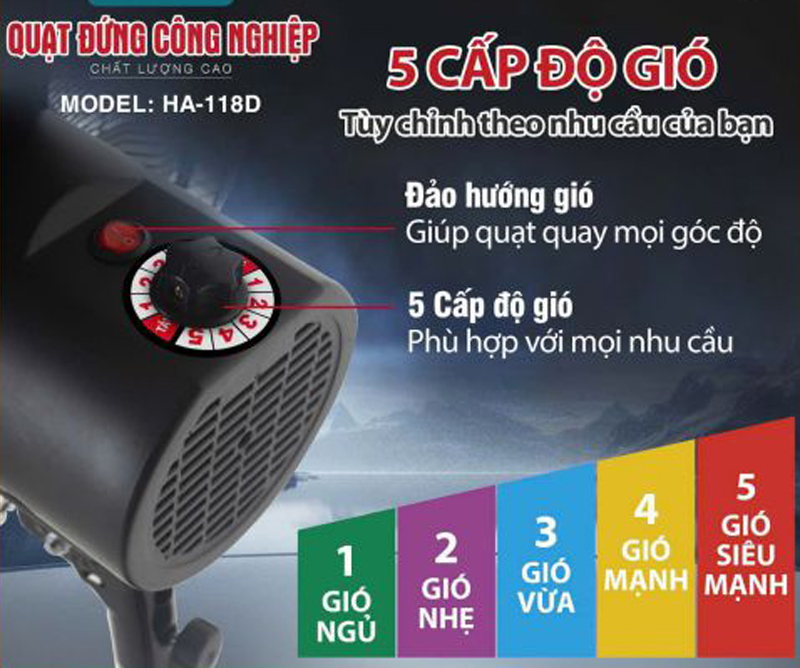 Quạt đứng công nghiệp Ladomax HA-118D - Hàng chính hãng