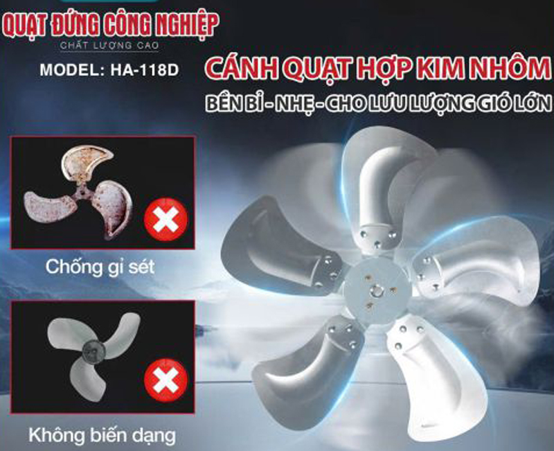 Quạt đứng công nghiệp Ladomax HA-118D - Hàng chính hãng