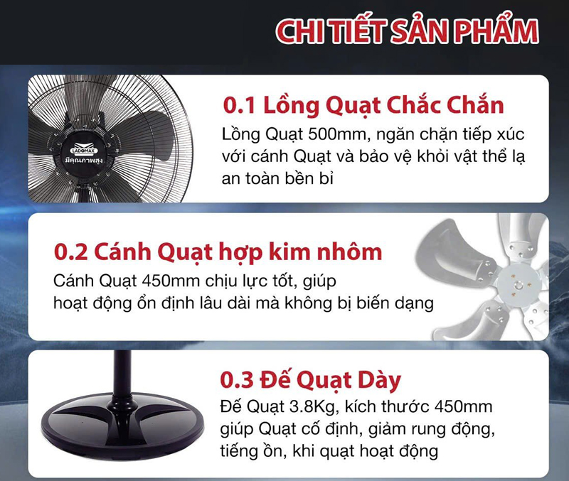 Quạt đứng công nghiệp Ladomax HA-118D - Hàng chính hãng