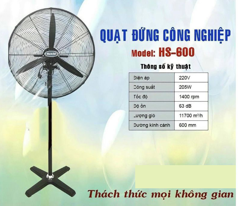 Quạt đứng công nghiệp Hawin HS600 - Hàng chính hãng
