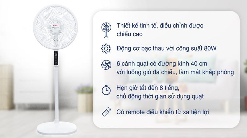 Quạt đứng Tefal 6 cánh VH689690 - Hàng chính hãng