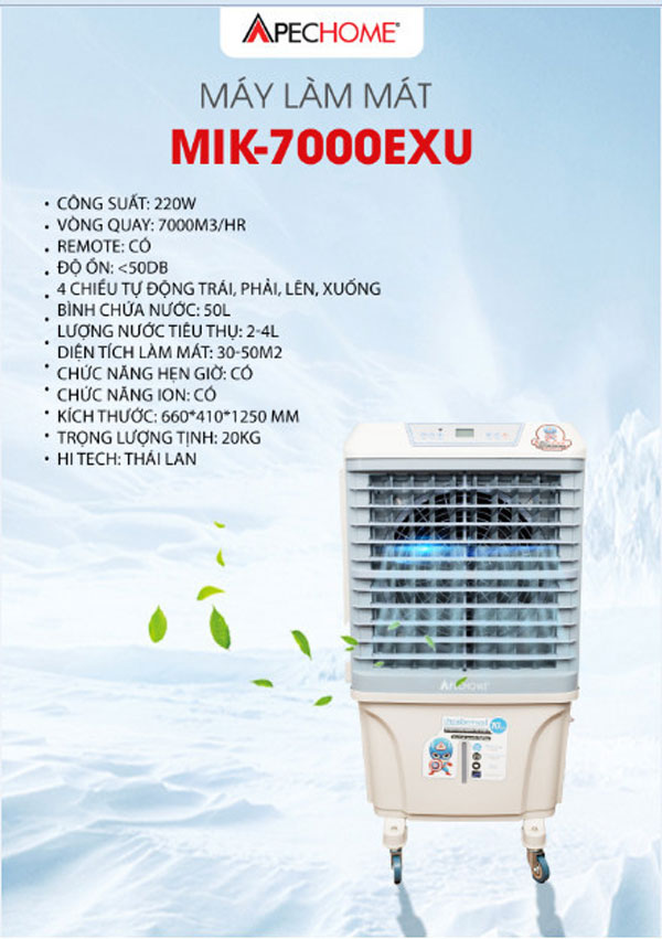 Quạt Hơi nước Apechome MIK-7000EXU - Hàng chính hãng