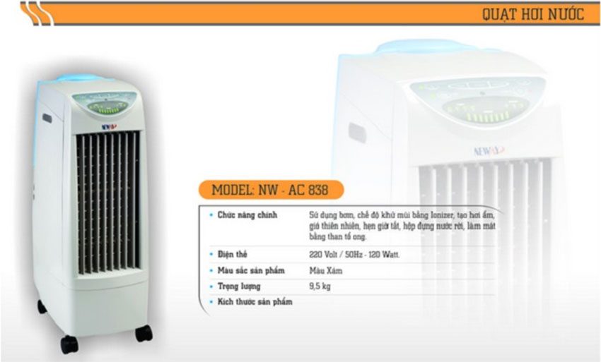 Quạt hơi nước Neway NW-AC838 - Hàng chính hãng
