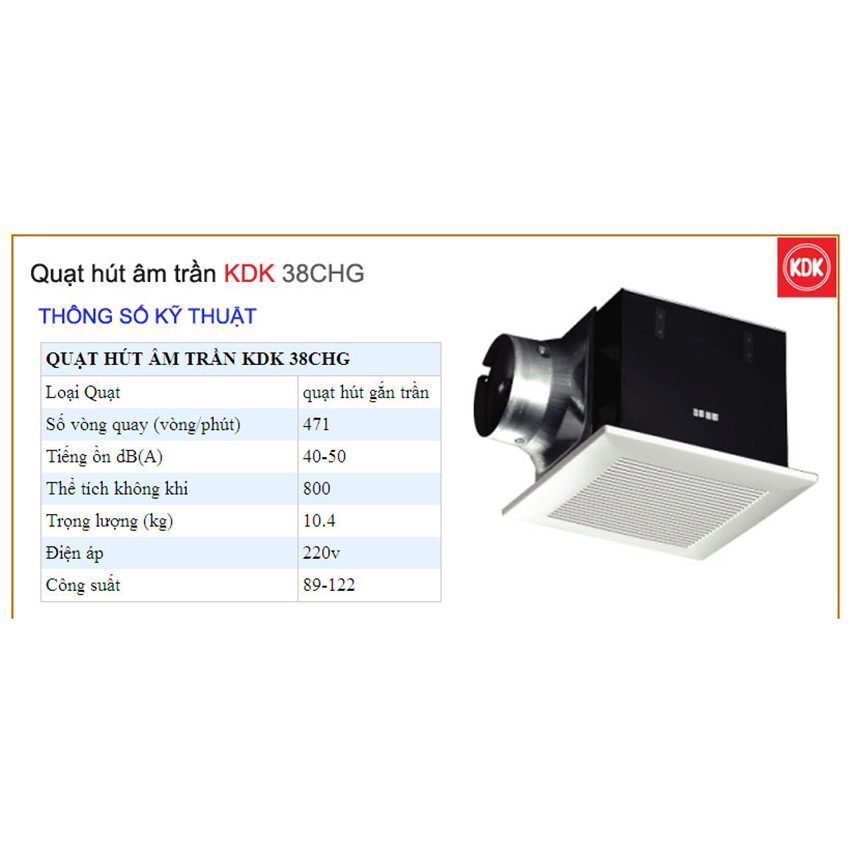 Quạt hút KDK 38CHG - Hàng chính hãng