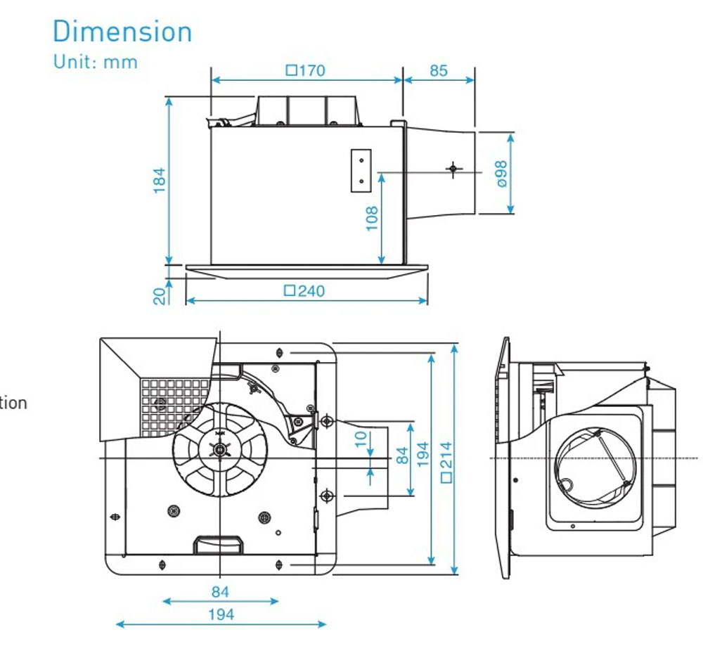 Quạt hút âm trần Panasonic FV‑24CHRV1 - Hàng chính hãng