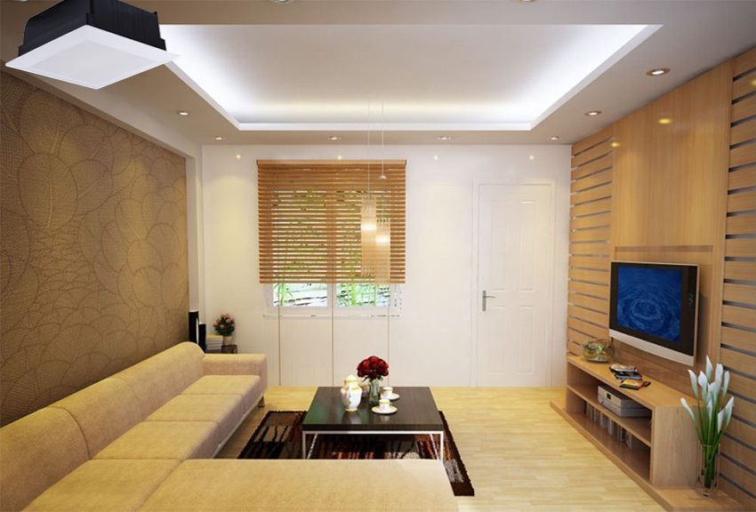 Quạt thông gió âm trần Mitsubishi EX-20SSCT lắp đặt ở phòng khách rất sang trọng