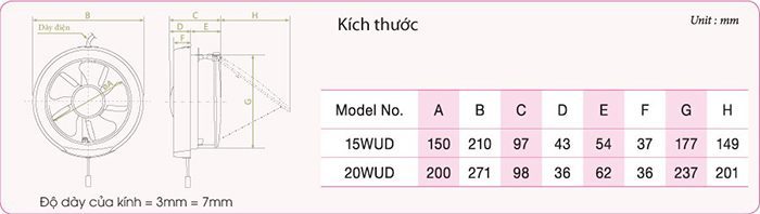 Quạt hút gắn kiếng KDK 15WUD - Hàng chính hãng