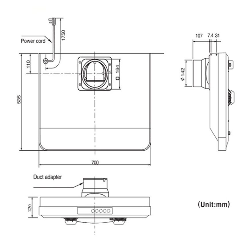 Quạt hút mùi Panasonic FV-70HQU1-GO - Hàng chính hãng