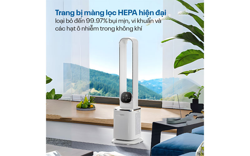Quạt không cánh lọc không khí Hepa và ion Fujihome BF-05R-HEPA - Hàng chính hãng