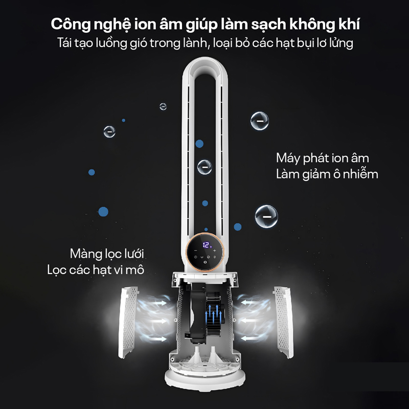 Quạt không cánh tích hợp lọc không khí Fujihome BF-03R - Hàng chính hãng