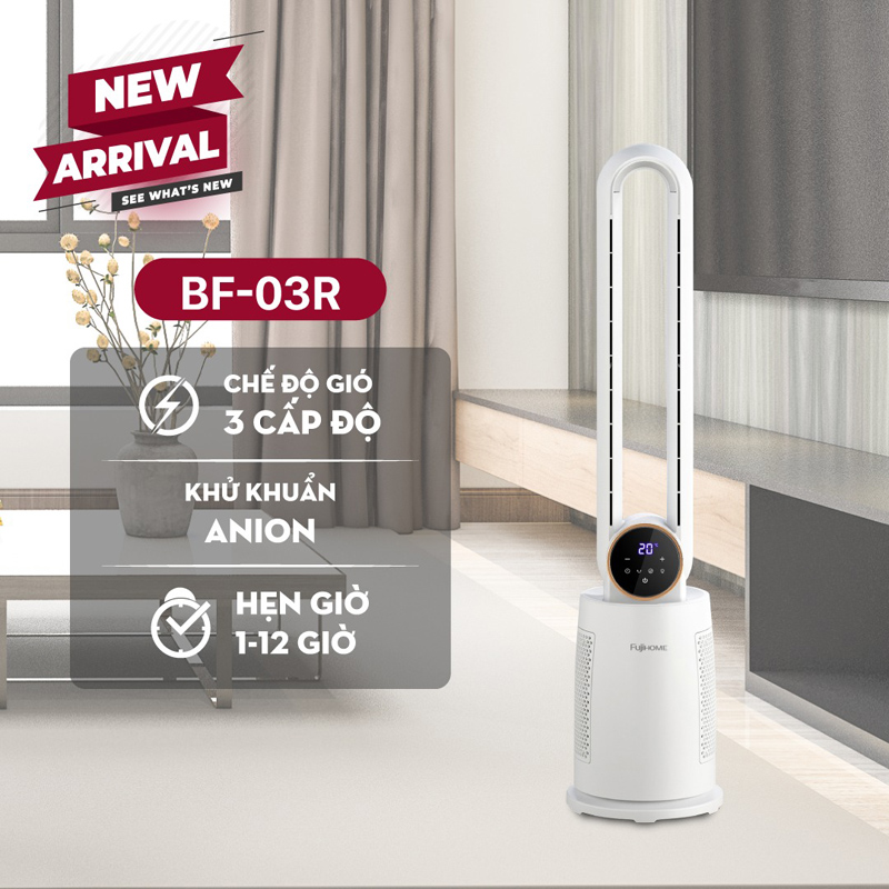 Quạt không cánh tích hợp lọc không khí Fujihome BF-03R - Hàng chính hãng