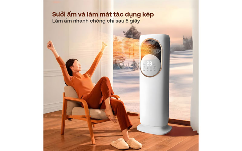 Tính năng sưởi ấm của Quạt làm mát, sưởi ấm và tạo ẩm 4 mùa Fujihome AC01