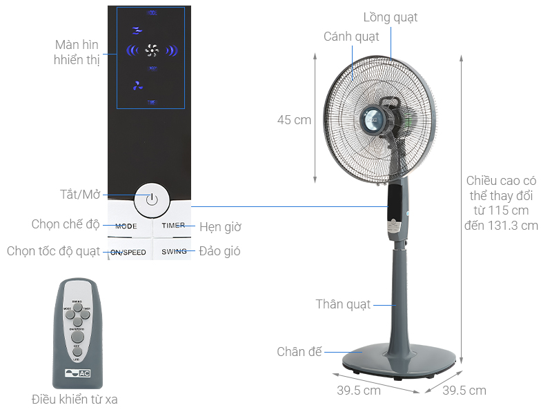 Quạt đứng AC ASF03A165 - Hàng chính hãng