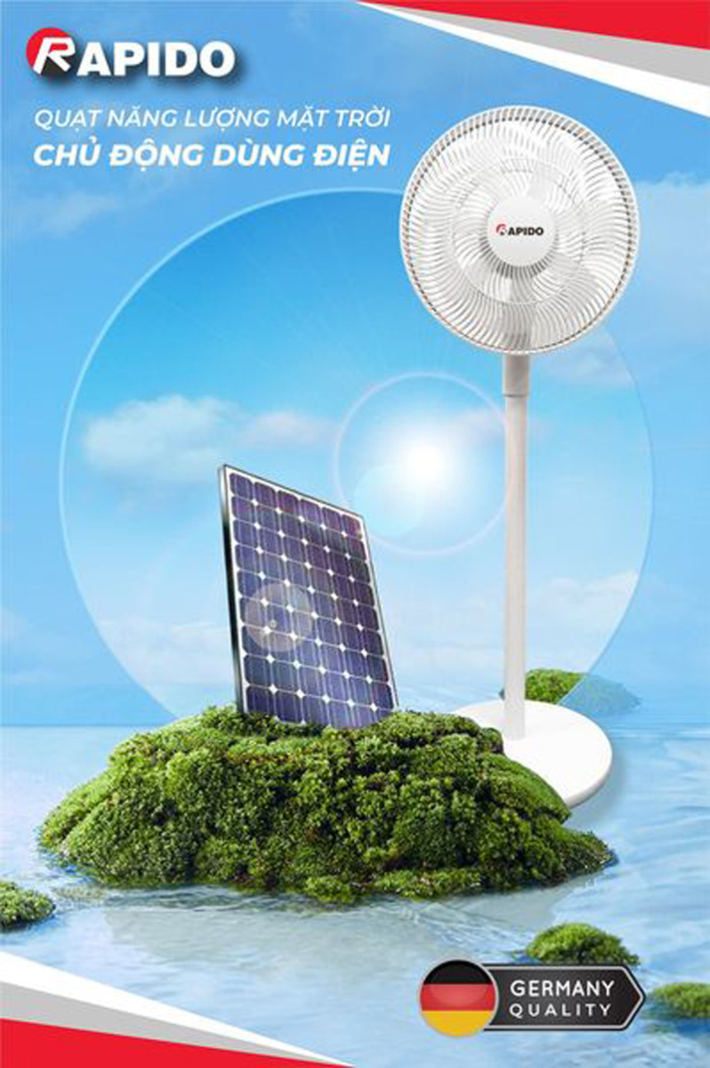 Quạt năng lượng mặt trời Rapido RSF-30 - Hàng chính hãng