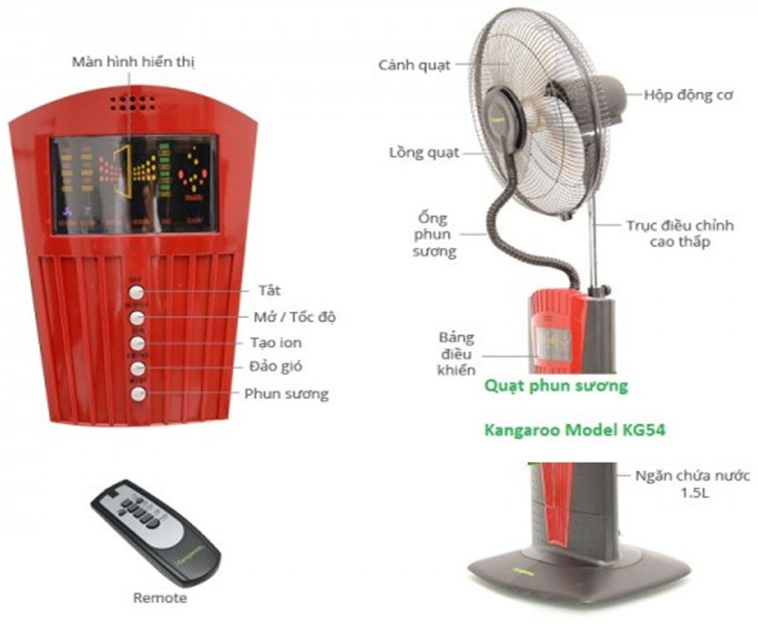 Quạt phun sương tạo ẩm Kangaroo KG54 - Hàng chính hãng