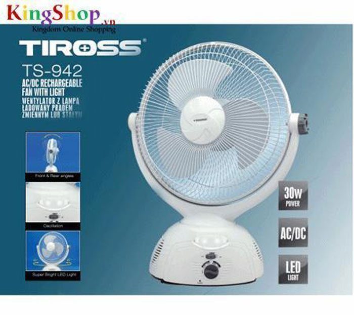 Quạt sạc Tiross TS942 - Thương hiệu Ba Lan