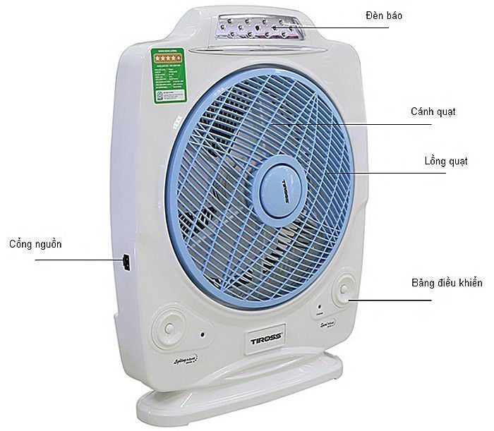 Quạt đèn sạc Tiross TS917 - Hàng chính hãng