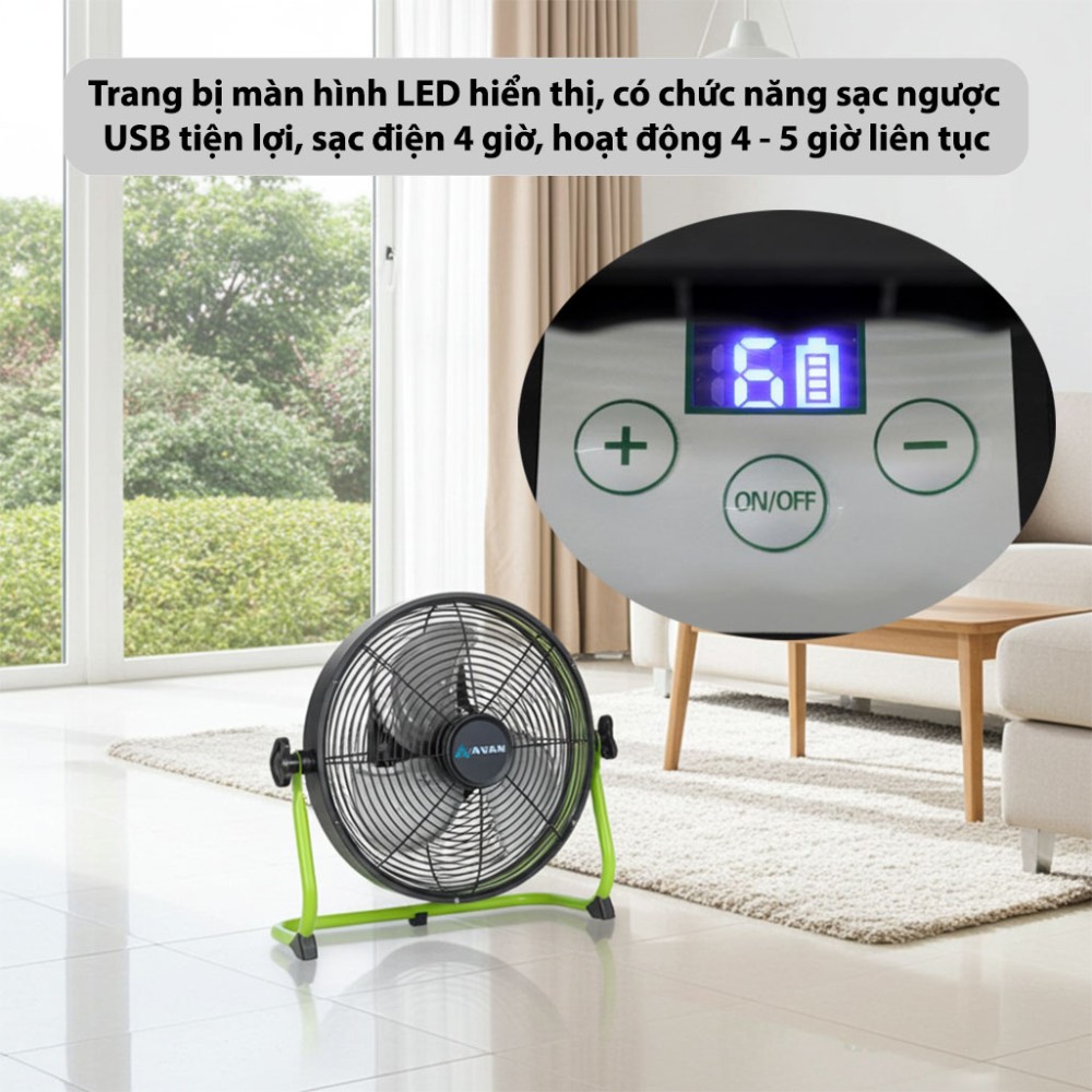 Quạt sạc điện 3 cánh AVAN AVF-C30DC - Hàng chính hãng