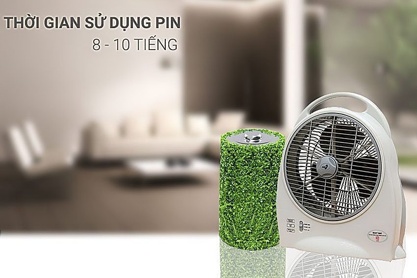 Quạt sạc điện Asia QS-1001  sạc điện sử dụng 8-10 tiếng