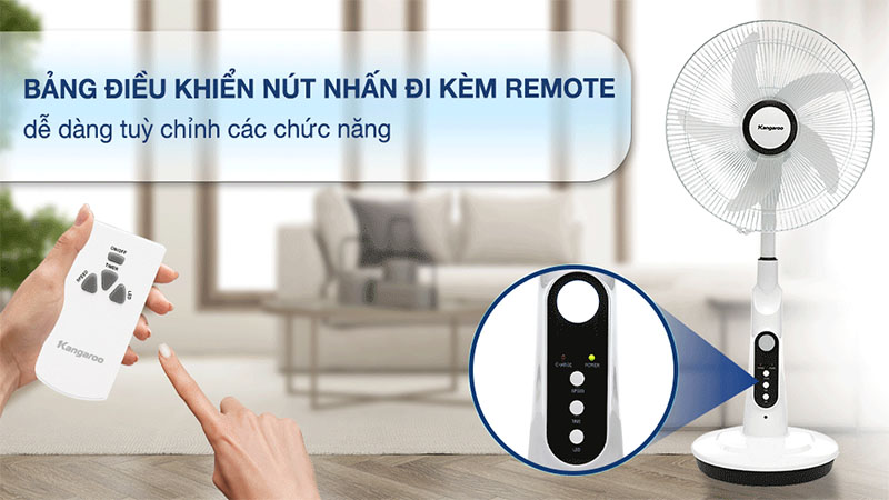 Bảng điều khiển của Quạt sạc điện Kangaroo KG738