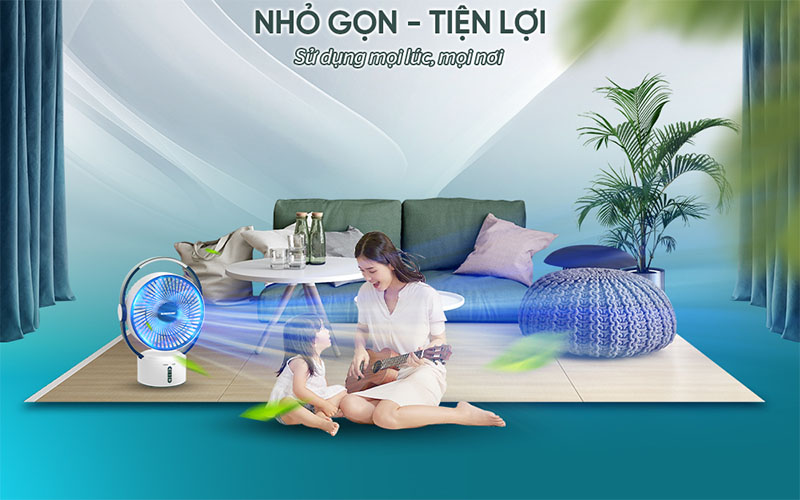 Quạt sạc điện Sunhouse SHD7116 - Hàng chính hãng