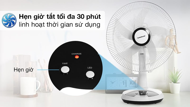 Quạt sạc điện Sunhouse SHD7223 - Hàng chính hãng