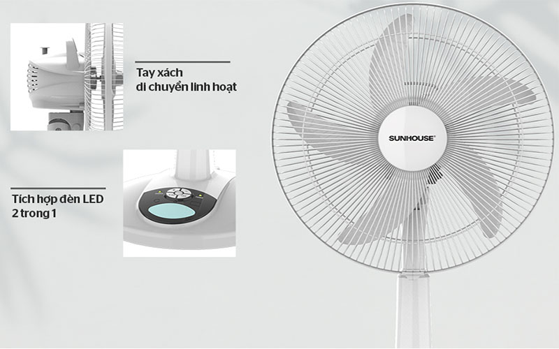 Quạt sạc điện Sunhouse SHD7228 - Hàng chính hãng