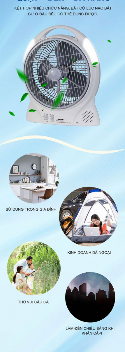 Quạt sạc điện Tiross TS9172 - Hàng chính hãng