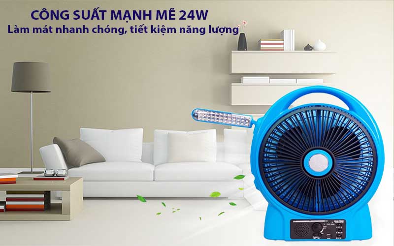 Quạt sạc tích điện Bluestar BS-6712QS - Hàng chính hãng