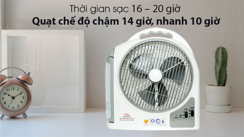 Thời gian sạc và sử dụng của Quạt sạc tích điện Honjianda HJD-FL 213LED(2 Bình 6V-5Ah)