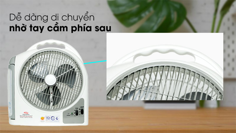 Thiết kế quai xách của Quạt sạc tích điện Honjianda HJD-FL 213LED(2 Bình 6V-5Ah)