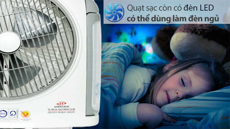 Đèn LED chiếu sáng của Quạt sạc tích điện Honjianda HJD-FL 213LED(2 Bình 6V-5Ah)