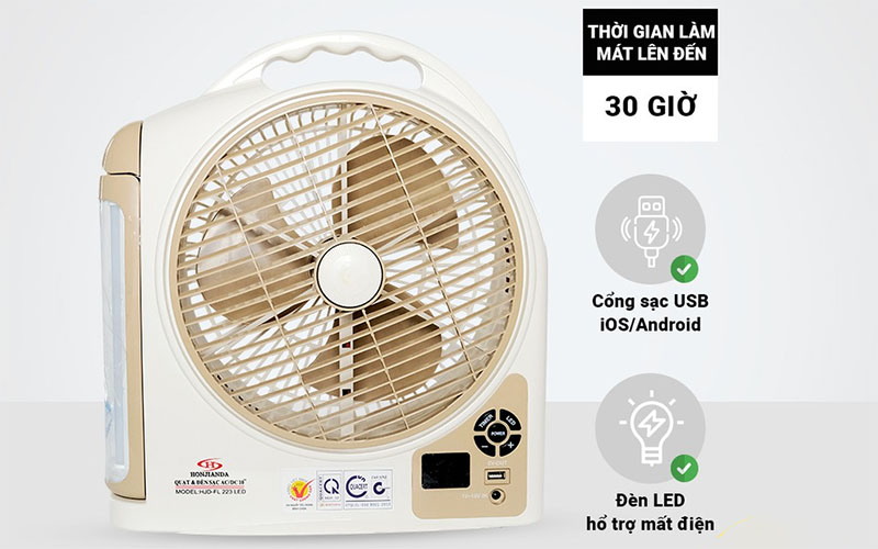 Chức năng của Quạt sạc tích điện Honjianda HJD-FL 223LED (1 Bình 6V5Ah)