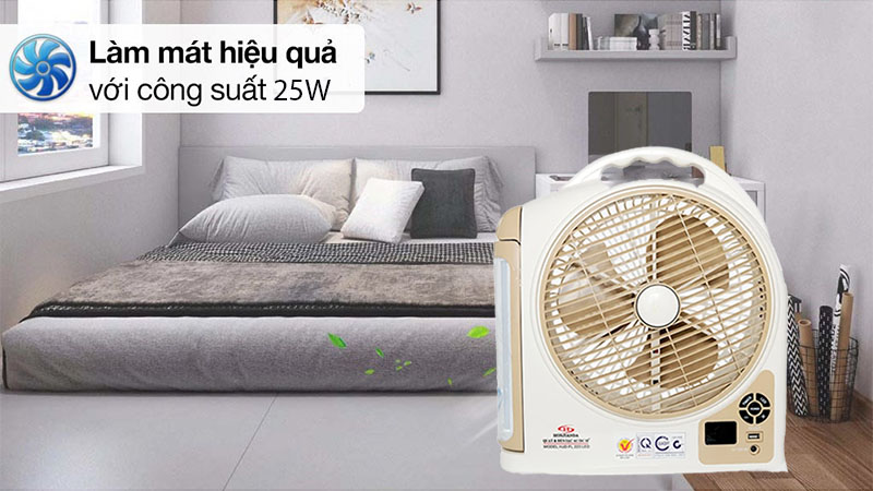 Công suất của Quạt sạc tích điện Honjianda HJD-FL 223LED (2 Bình 6V5Ah)