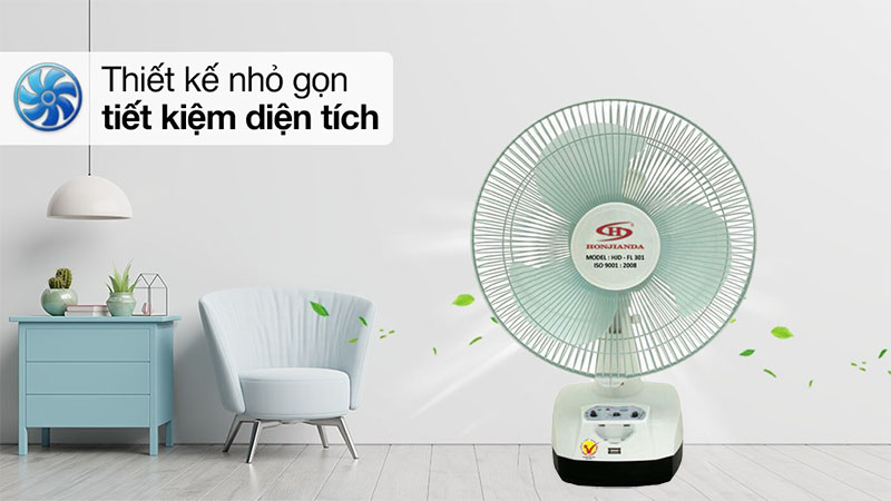 Quạt sạc tích điện Honjianda HJD-FL 301LED (1 Bình 6V5Ah) - Hàng chính hãng