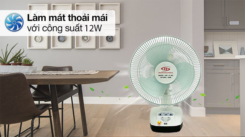 Quạt sạc tích điện Honjianda HJD-FL 301LED (1 Bình 6V5Ah) - Hàng chính hãng
