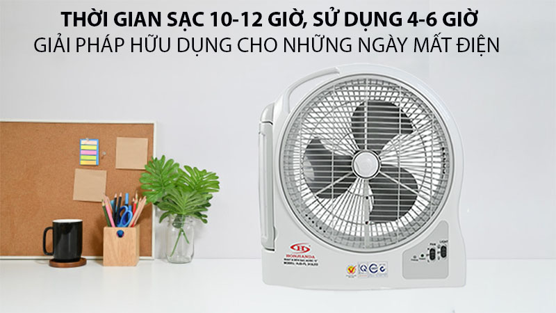 Thời gian sạc pin và sử dụng của Quạt sạc tích điện Honjianda HJD-FL 313LED (1 Bình 6V5Ah)