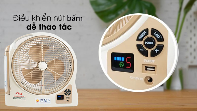 Điều khiển của Quạt sạc tích điện Honjianda HJD-FL 323LED (1 Bình 6V5Ah)