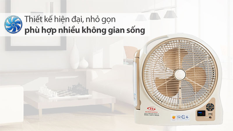 Quạt sạc tích điện Honjianda HJD-FL 323LED (2 Bình 6V5Ah) - Hàng chính hãng